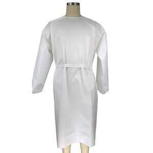 10 pack Disposable Isolation Gown -White, Large, Knee-Length, 11.81" W x 15.74"